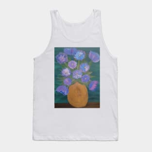 Some abstract purple carnations in a gold vase Tank Top